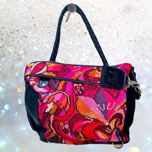 NWOT Amado Women's Crossbody Leather & Fabric Convertable Day BagBraided Handles